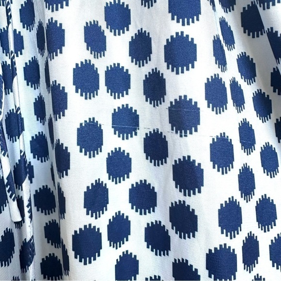 More of Me Maternity 100% Silk Maxi Dress Ruched Sleeves Polka Dot Blue White - Picture 9 of 9